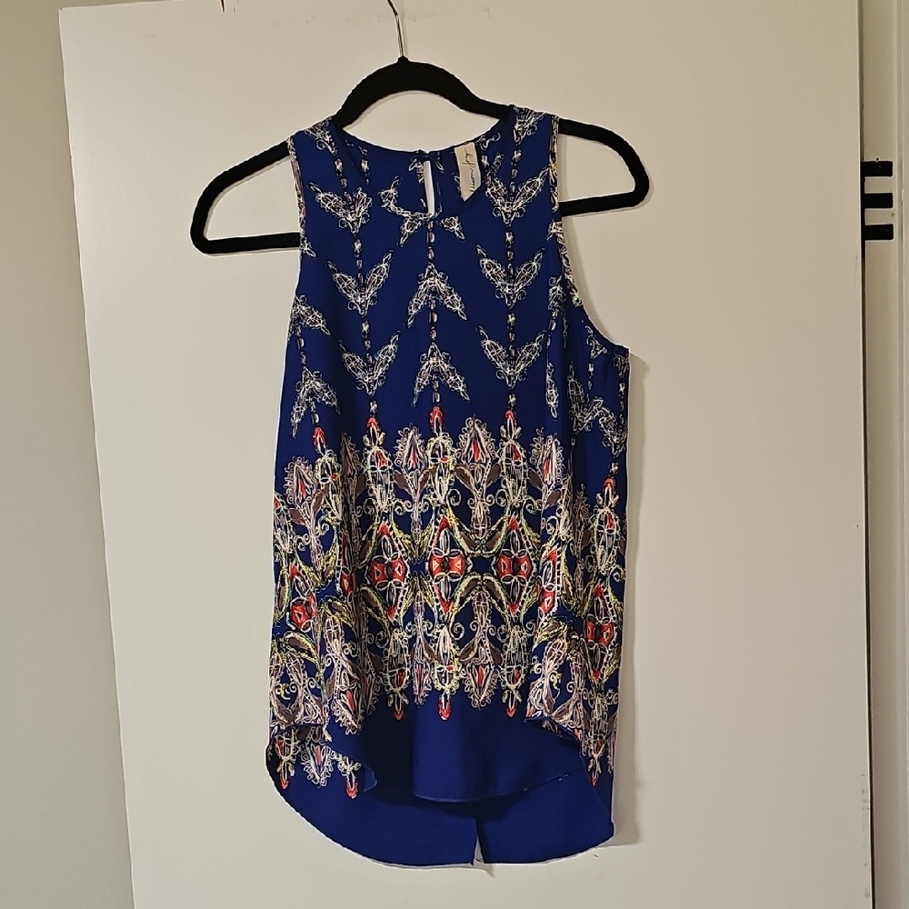 Allison Joy Royal Blue Patterned Tank Top